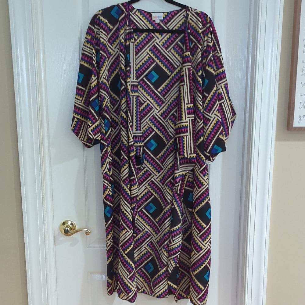 NWT LuLaRoe Shirley Colorful Geometric Kimono Sz L